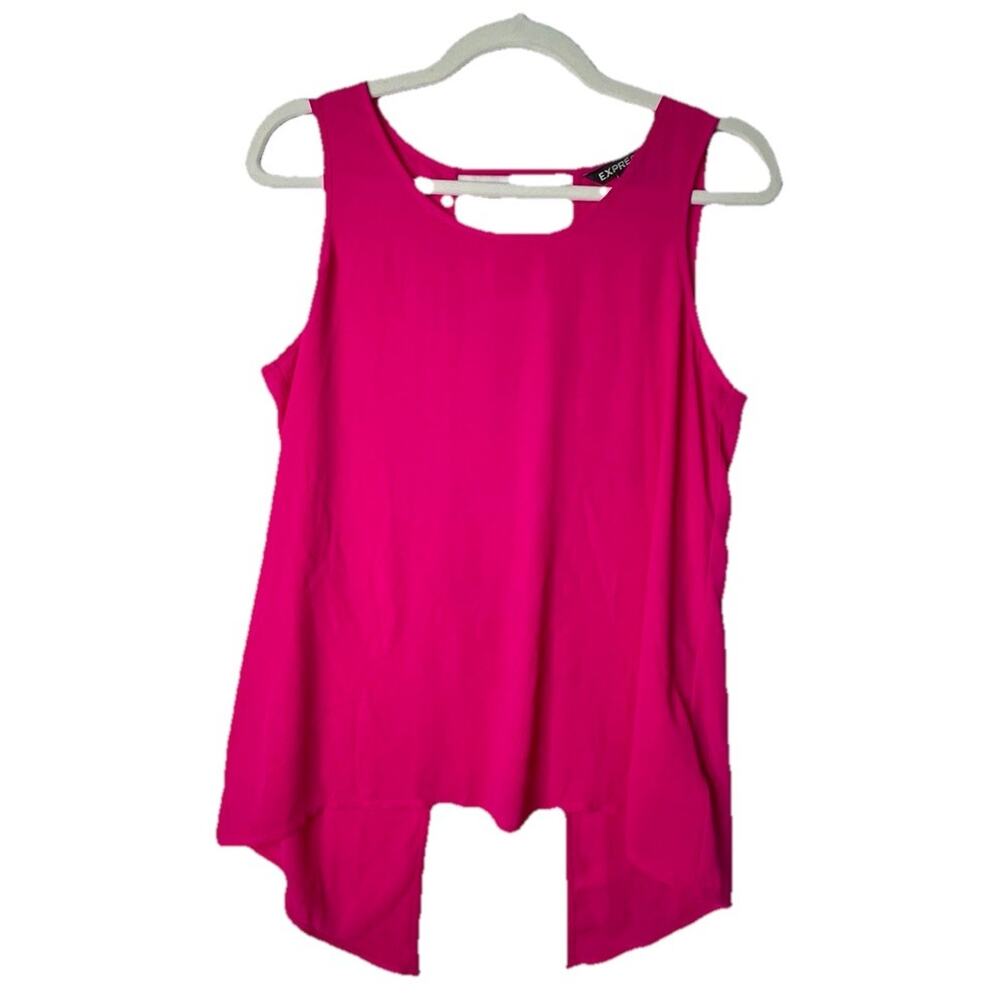 Express Bright Hot Pink Ladder Cutout Back Sleeveless Tank Blouse Size S